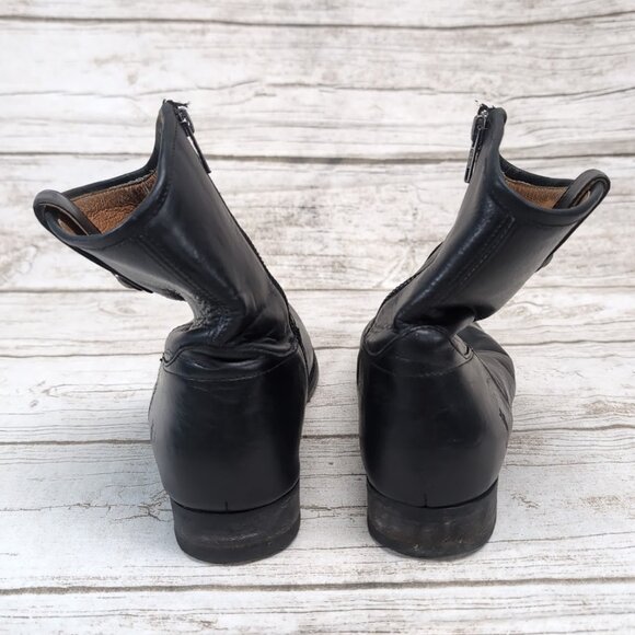 Frye Melissa Button Short Black Leather Slip On Moto Riding Boots Women Size 9 - Picture 4 of 7